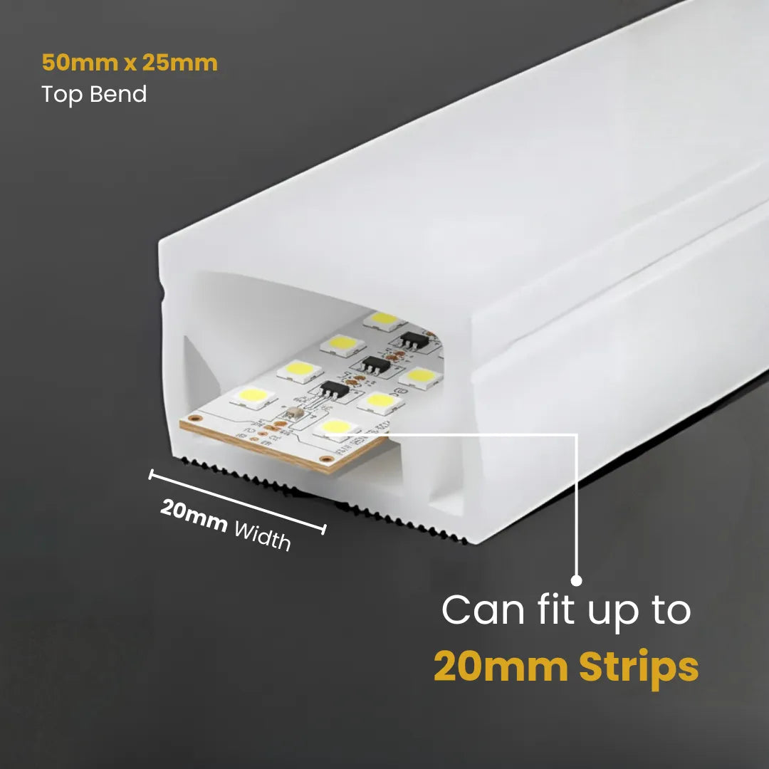 Chronos Lights oversized 50x25mm neon-style silicone LED housing for outdoor architectural lighting
