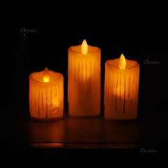 LED Moving Wick Dripping Pillar Candle - Pack of 12
