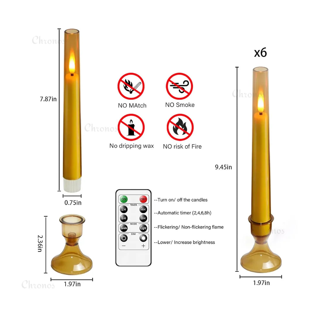 LED candles available in red gold black beige and white colors