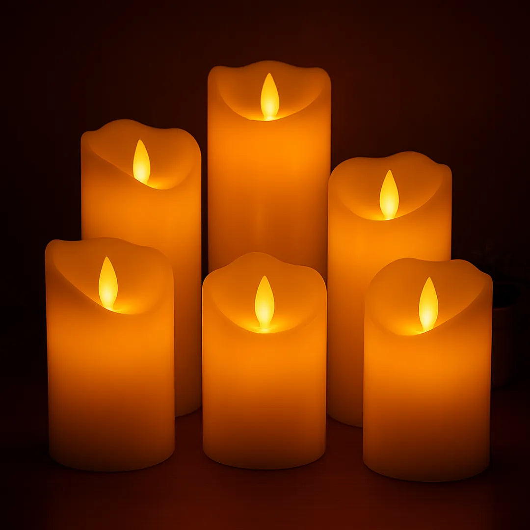 LED pillar candle for cozy bedroom lighting ambiance