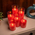 Cozy red LED candle for living room décor and warm ambient lighting