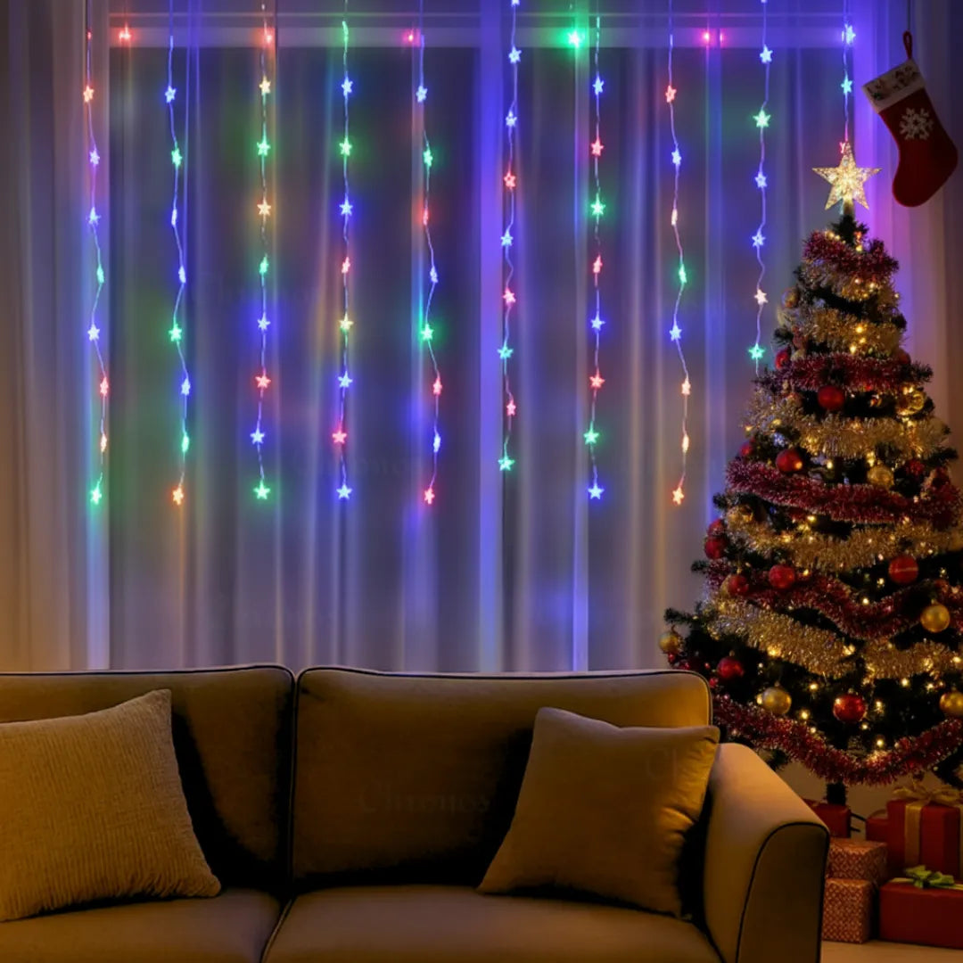 Decorative LED star curtain lights for cafes, restaurants, and shops