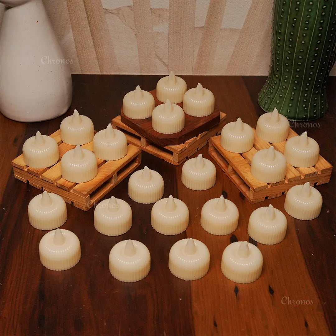 Chronos Lights decorative LED tea lights for events, restaurants, and celebrations