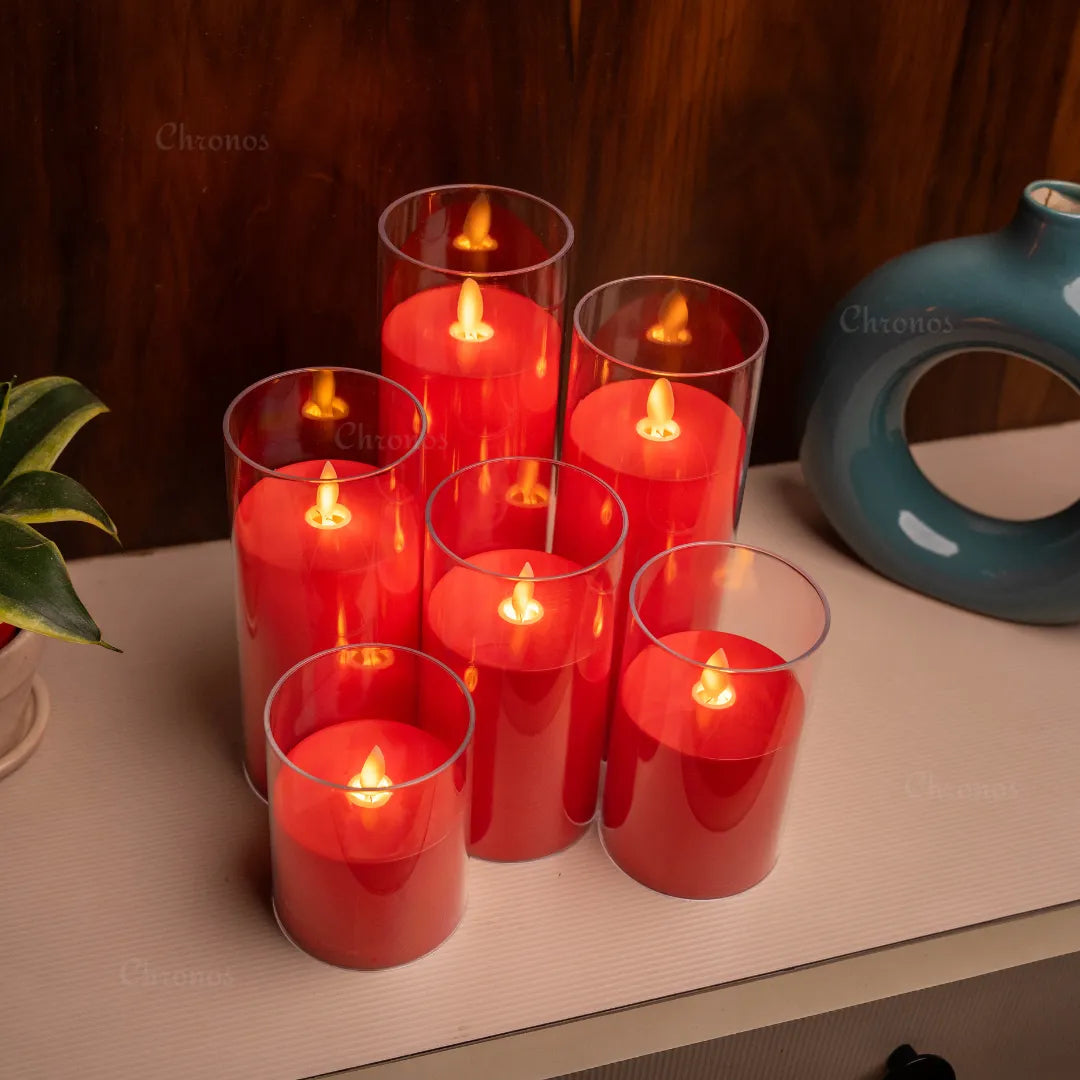 Decorative red LED candle for Diwali, Christmas, weddings, and festive celebrations