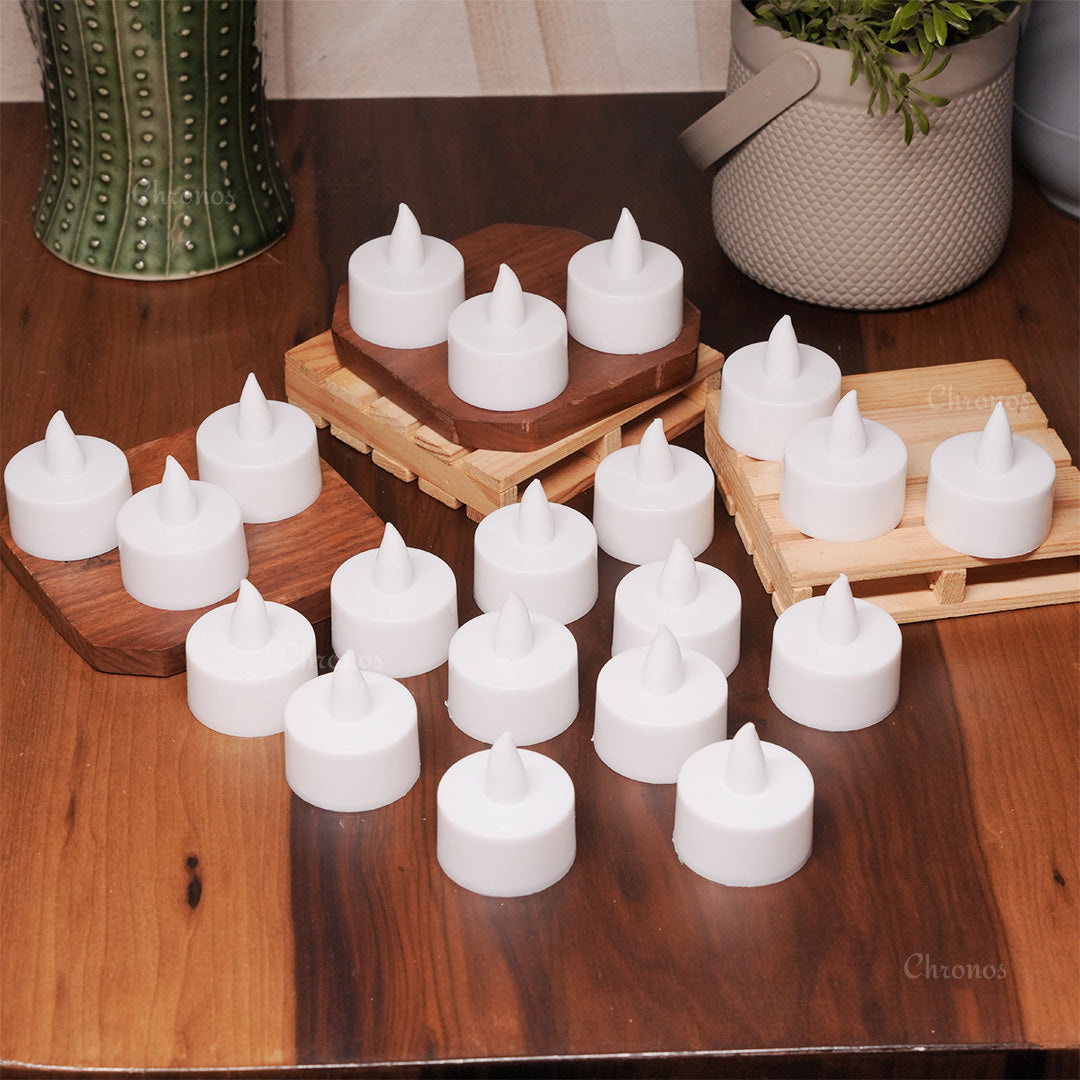 Decorative LED tealight candles in amber glow for Diwali, Christmas, parties, and religious functions