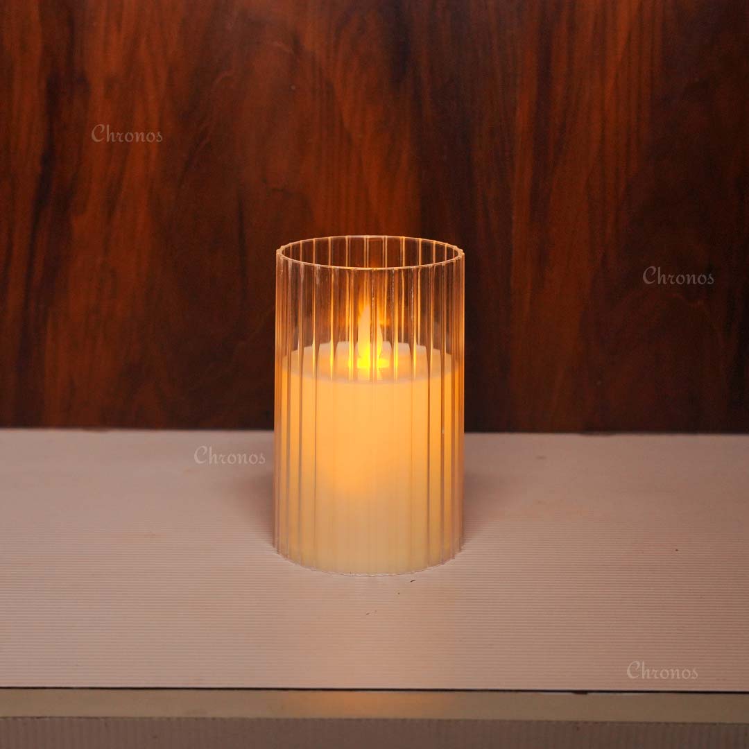 Durable acrylic pleated LED candle with shatter resistant lightweight body
