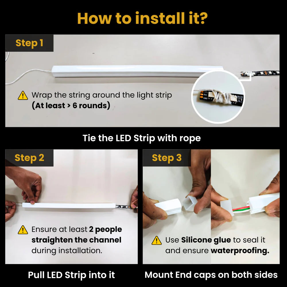 Easy installation LED strip silicone channel without complex tools
