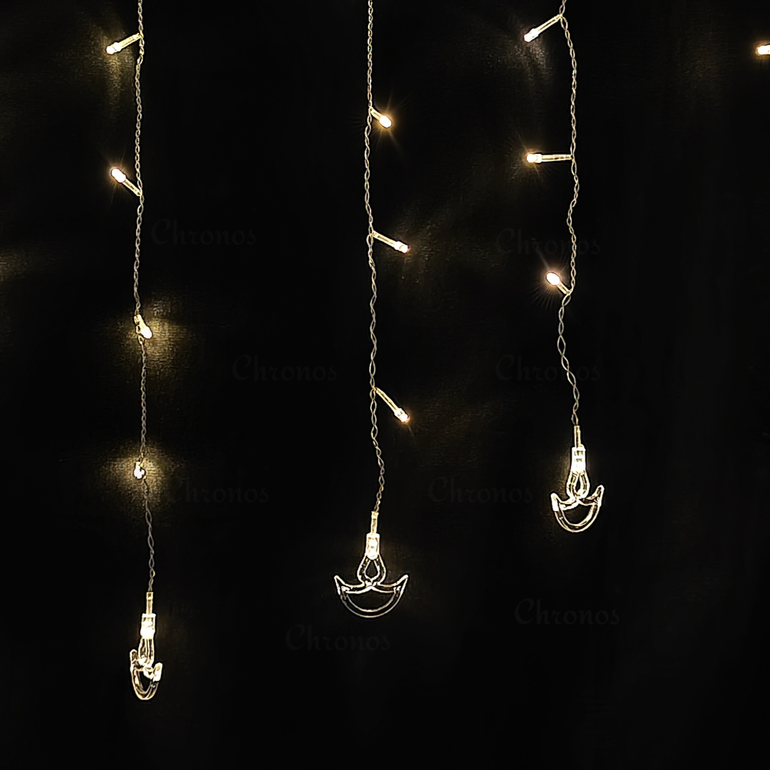 Festival golden leaves LED curtain lights for Ganpati and religious décor