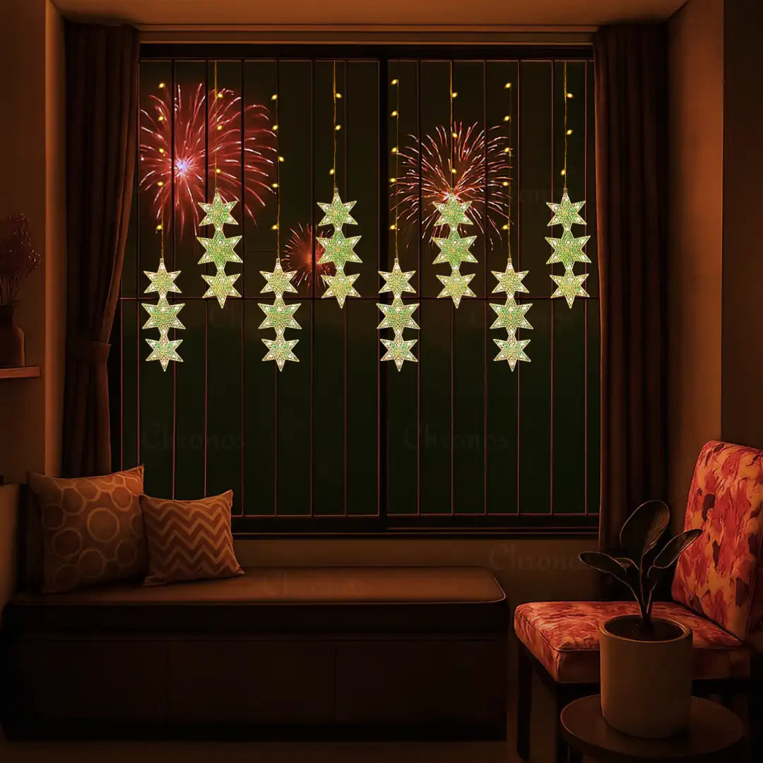 Festive 3-star curtain lights for events, parties, and special celebrations