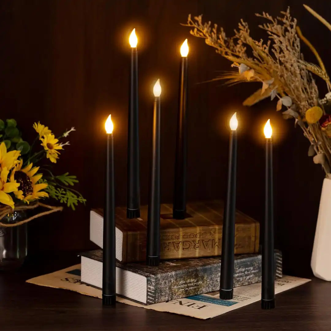 Flameless LED Taper Candle Set – Ideal for Pooja and Mandap Lighting