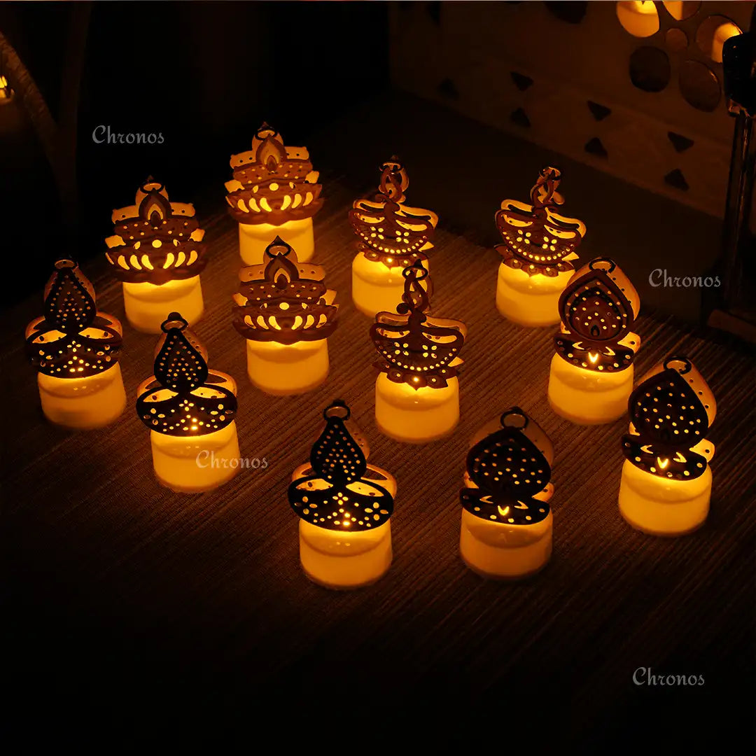 Flameless LED Tealight Candles – Safe, Smokeless Décor for Diwali, Ganesh Chaturthi & Weddings