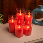 Flameless red LED candle for romantic setups and intimate décor lighting