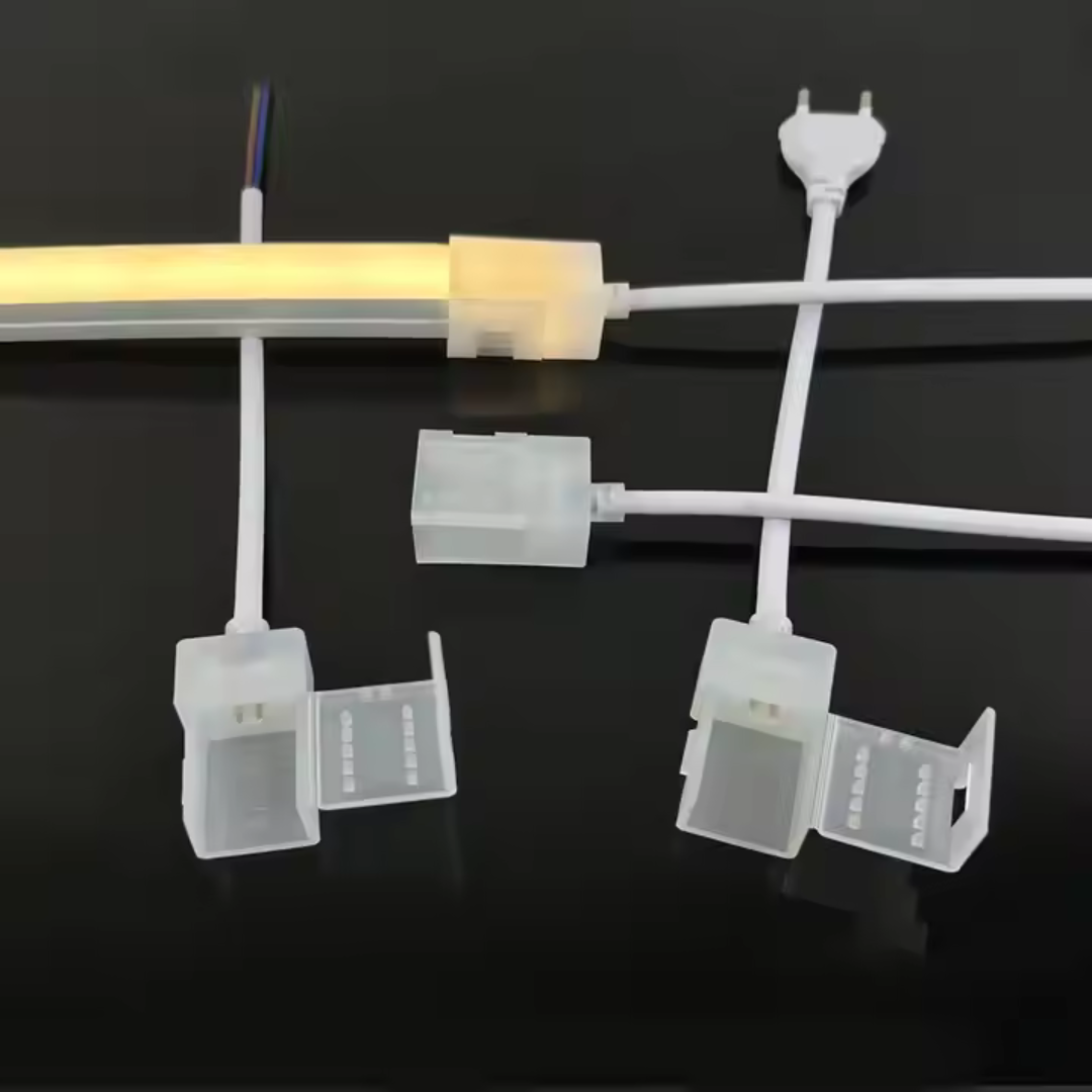 Flexible neon LED strip connector with IP65 waterproof rating – ideal for Mumbai’s outdoor lighting and signage applications.              |
