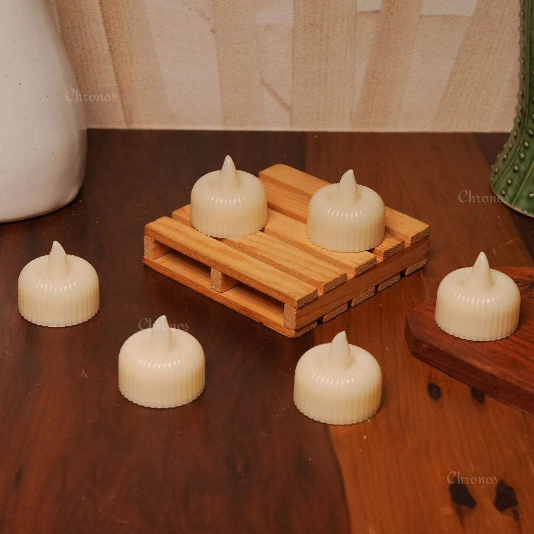 Chronos Lights flickering LED tea lights battery operated for realistic candle effect