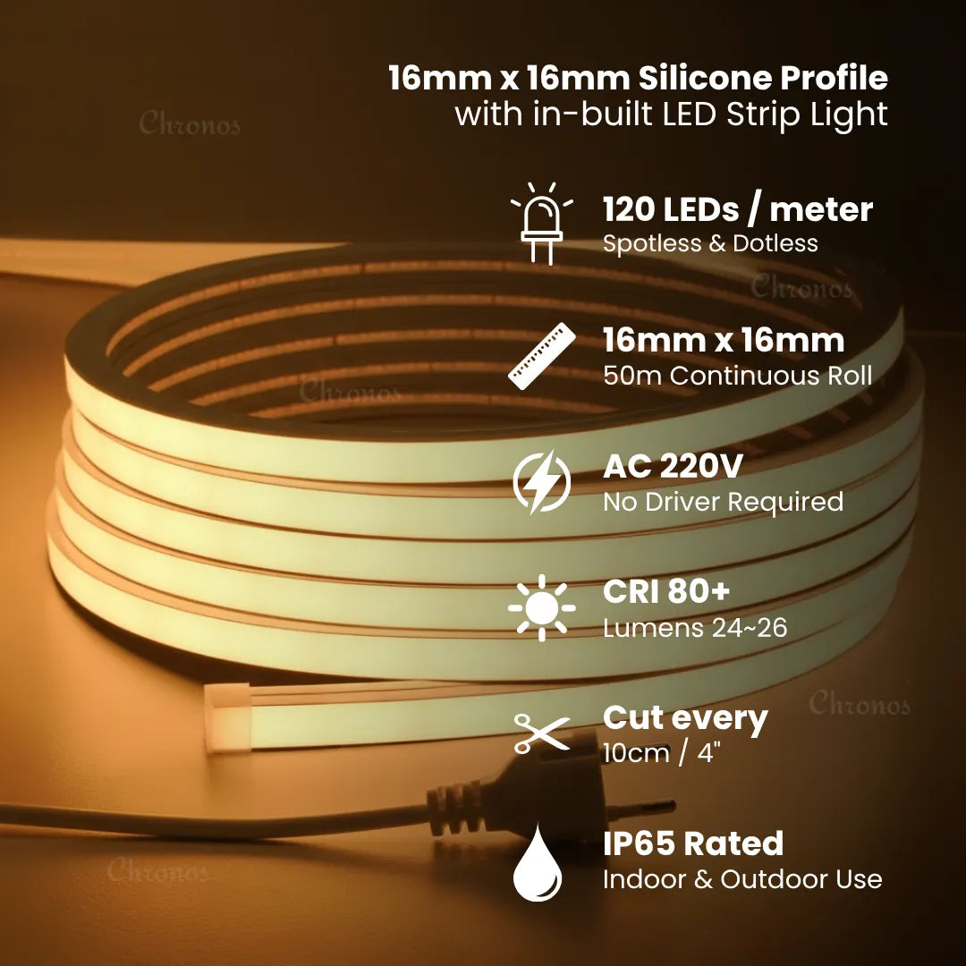 Front bend neon light with IP65 waterproof protection in 50 meter continuous roll