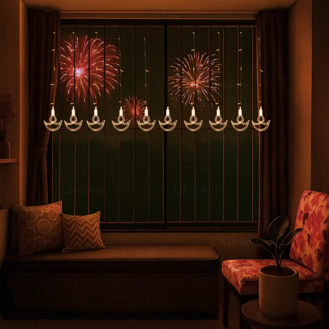 Golden leaves garland curtain lights with warm white 200 LEDs for elegant festive décor backdrop