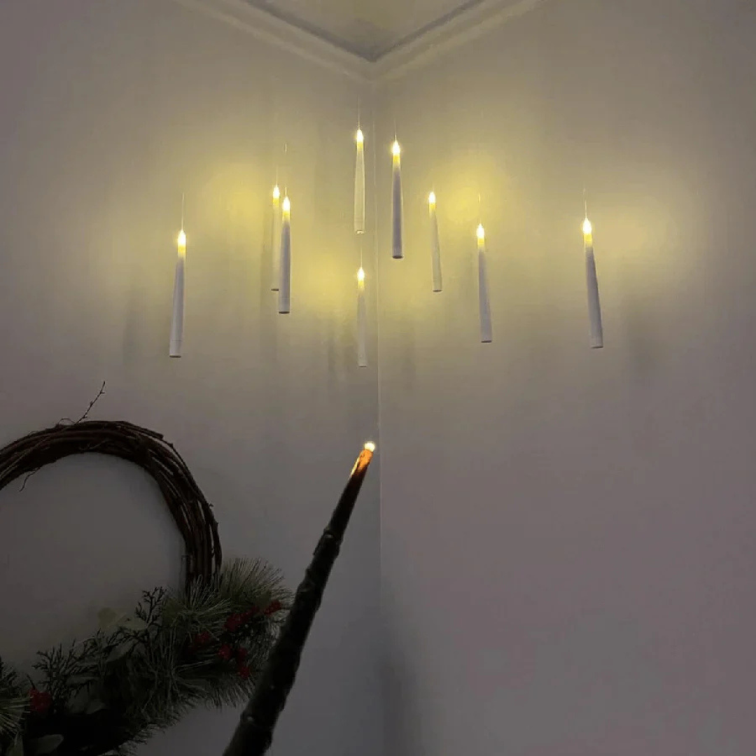 Floating candles featuring a wand remote control for seamless on/off operation, ideal for themed parties.