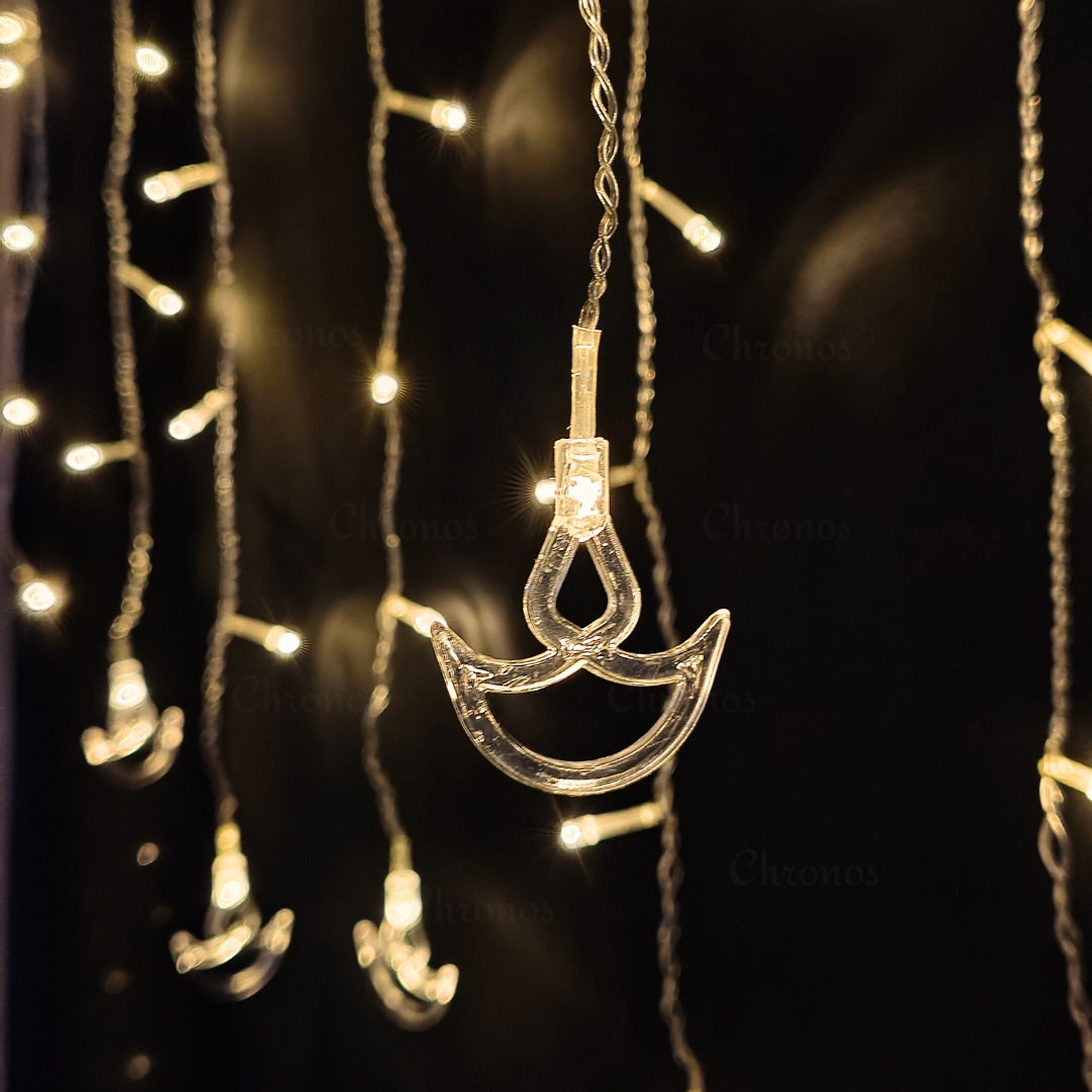 Home décor golden leaves LED backdrop curtain lights for living room and balcony