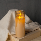 Decorative golden glass LED flame candle for living rooms, bedrooms, and balconies