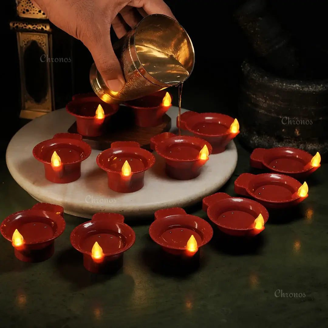 Made in India LED Brown Diyas with Water Sensor – Traditional Look Meets Modern Safety & Convenience – Chronos Lights