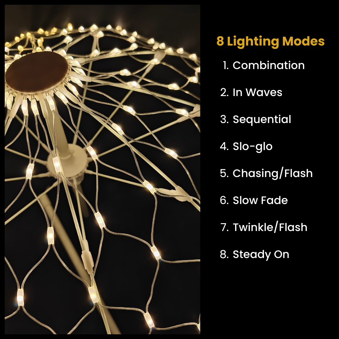 IP44 waterproof LED umbrella light suitable for gardens, patios, and outdoor events – Chronos Lights