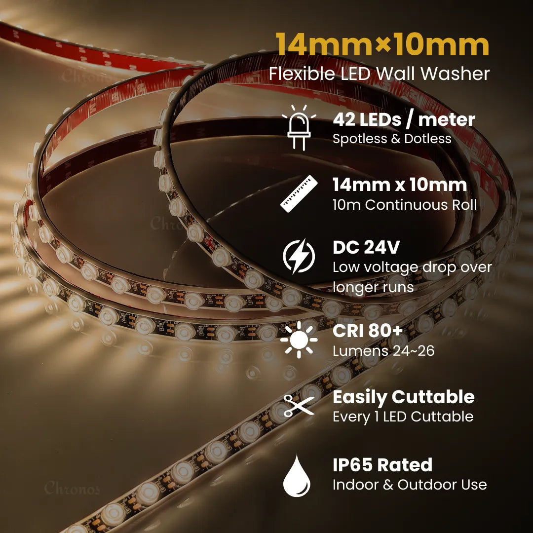 IP65 slim LED wall washer light with DC24V operation for outdoor architectural lighting