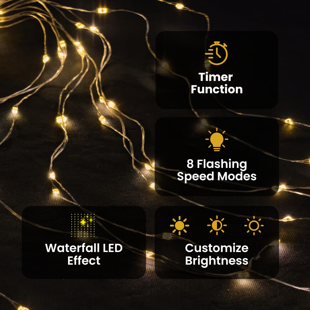 IP67 waterproof waterfall fairy lights suitable for outdoor and indoor decoration