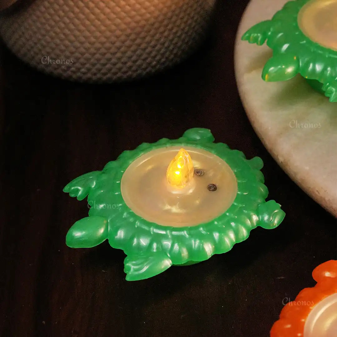 Golden Finish Kuber LED Diya – Water-Sensitive Lighting for Spiritual Ambiance