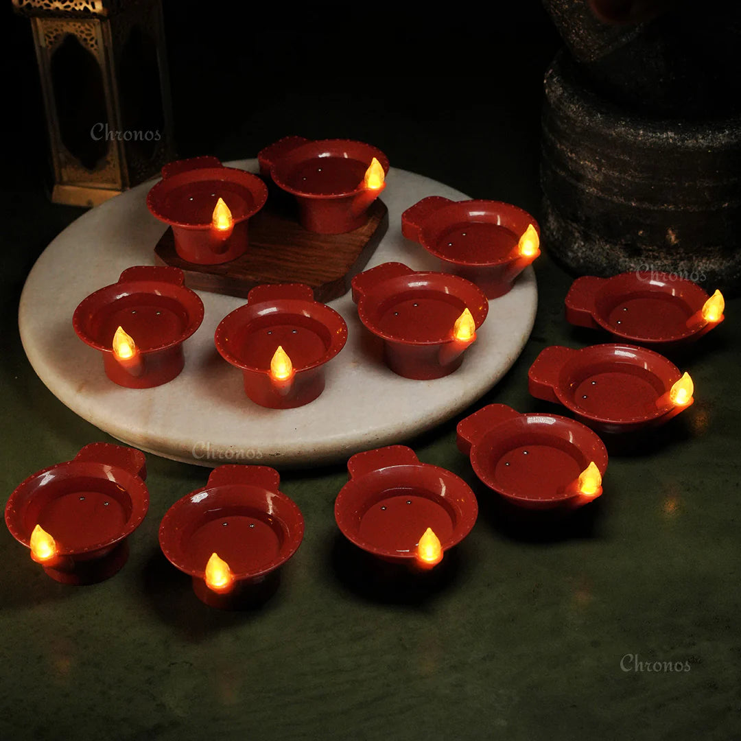 Water-Activated LED Brown Diya – Traditional Terracotta Look with Modern LED Technology for Diwali & Festivals – Chronos Lights