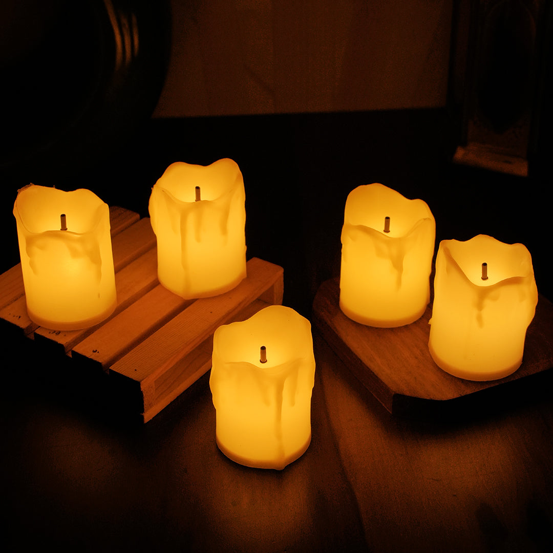 LED candles creating cozy ambient lighting in bedroom décor