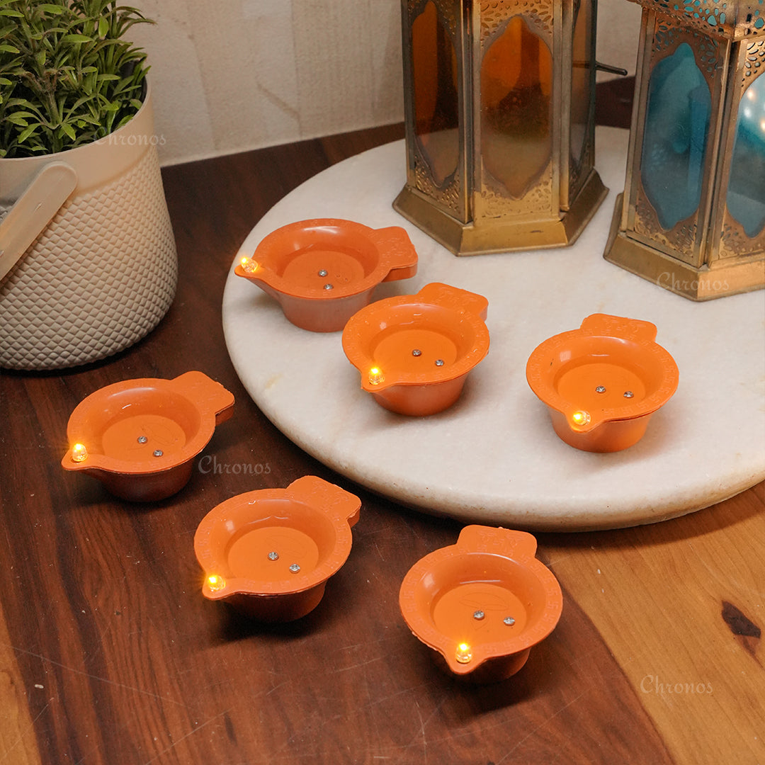 LED Brown Diyas for Diwali Home Décor – Flickering Warm Glow with Water Activation, Safe for Kids & Pets – Chronos Lights