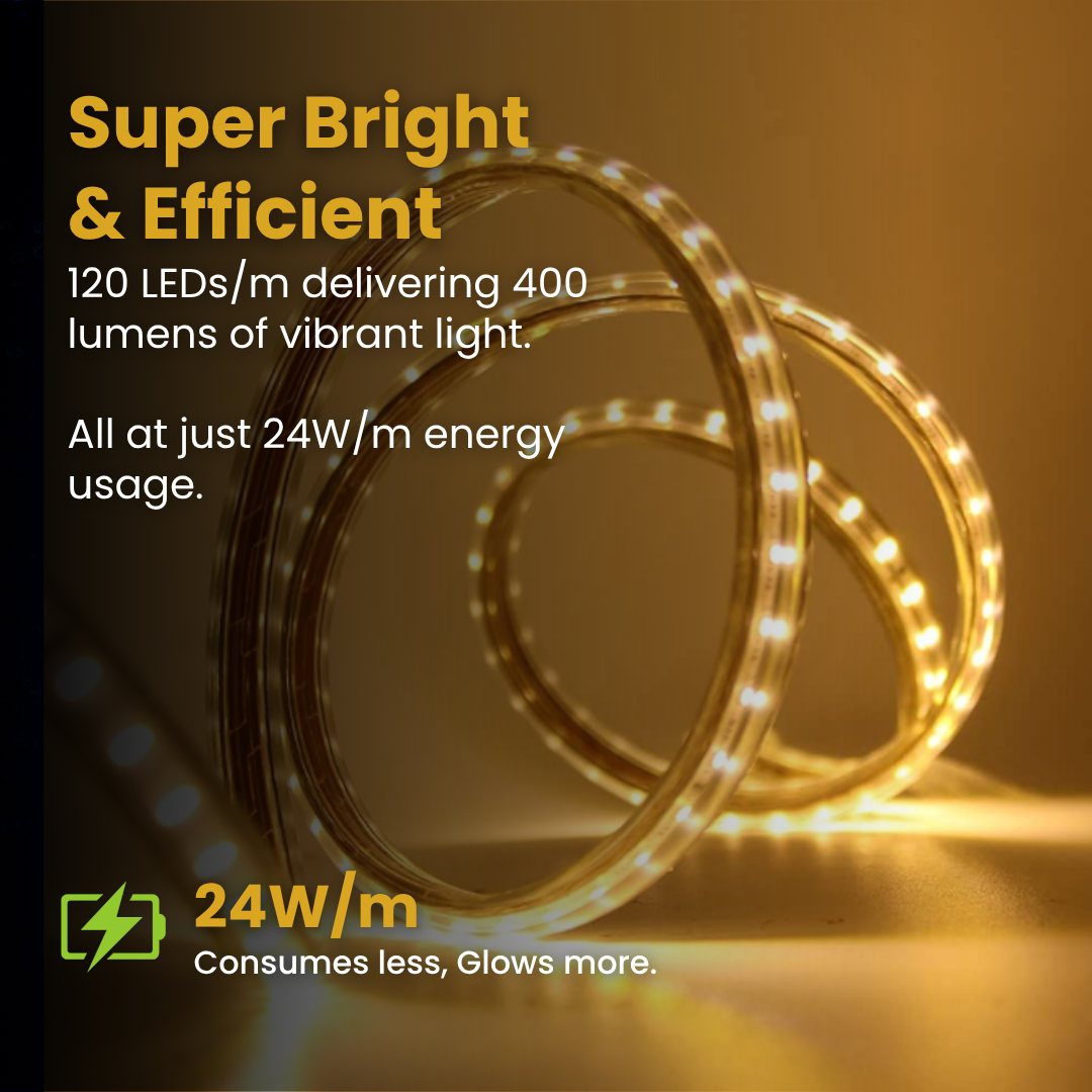 LED Rope Lights with 120 LEDs per meter – Bright, energy-efficient outdoor lighting solution – Chronos Lights