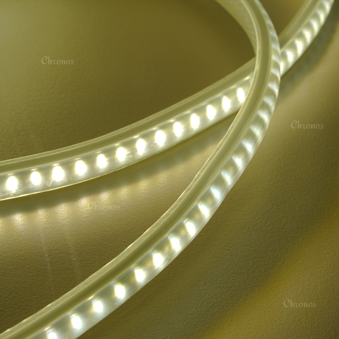 Warm White LED Rope Lights for cozy indoor ambience and home décor.