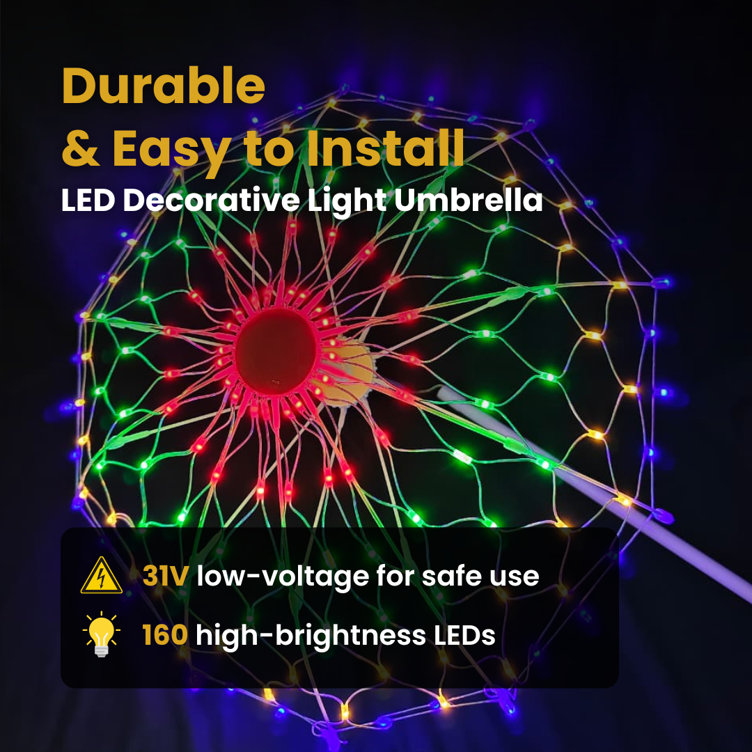 Decorative LED umbrella light enhancing banquet hall lighting – Chronos Lights