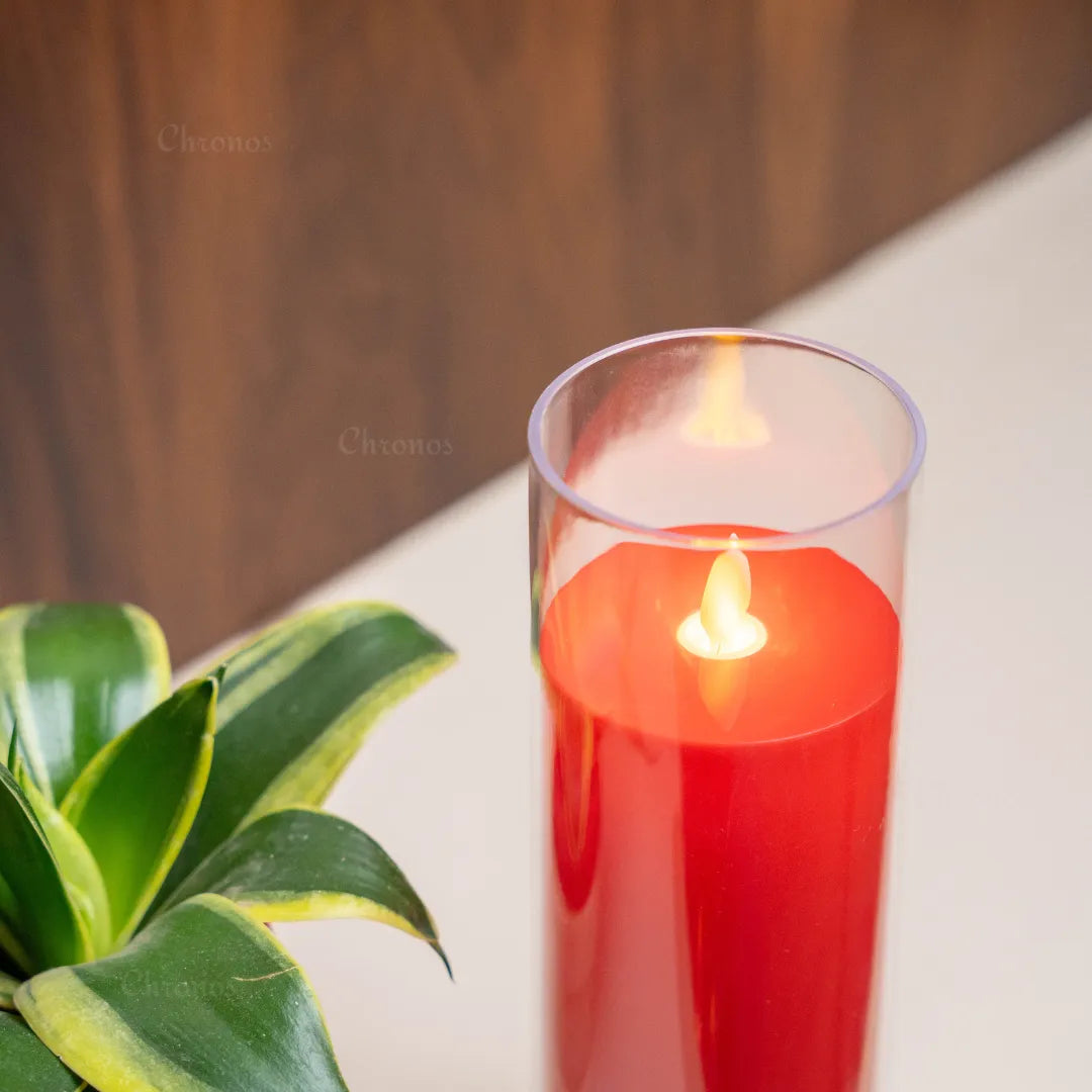 Long lasting red LED candle for festival décor and special occasions