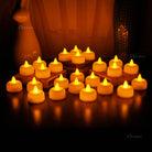 Chronos Lights mandir décor LED tea lights in amber yellow for prayer setups