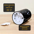 Marble black LED pillar candle styled for living room decor