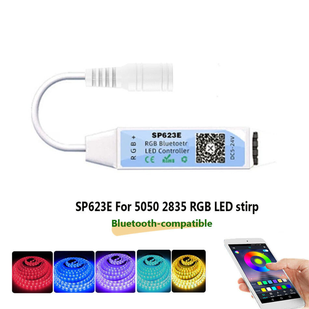 RGB LED strip controller with music sync and microphone for dynamic lighting effects