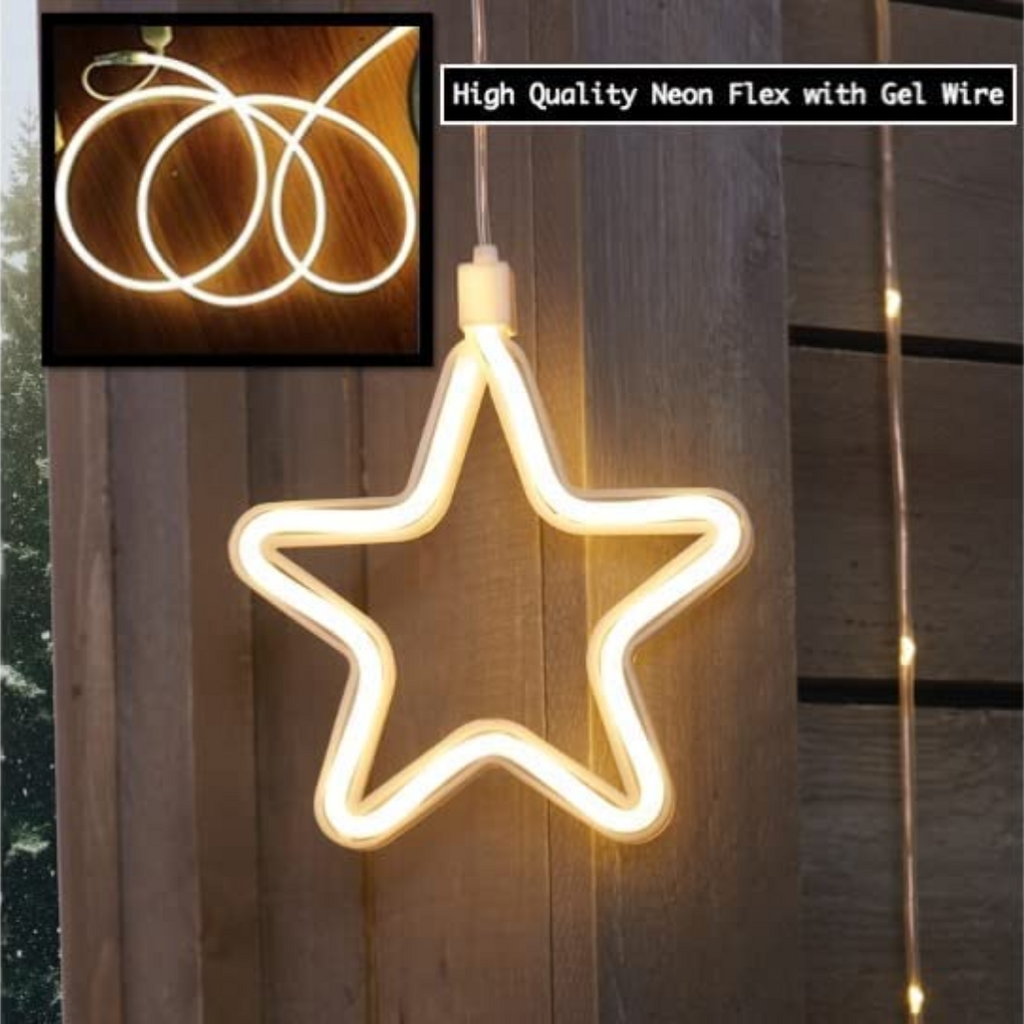 Neon Star Curtain Lights - 9 Stars | WARM WHITE | Chronos Lights