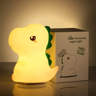 Portable dinosaur night light equipped with color-changing LED lights, ideal for children's bedtime comfort.