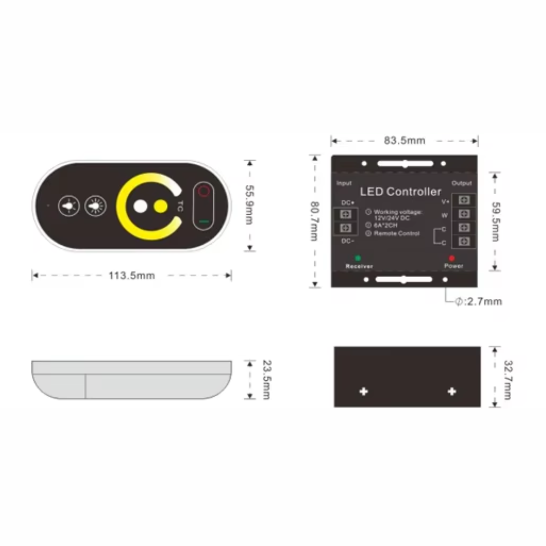 Precision LED dimmer and CCT controller with short-circuit protection