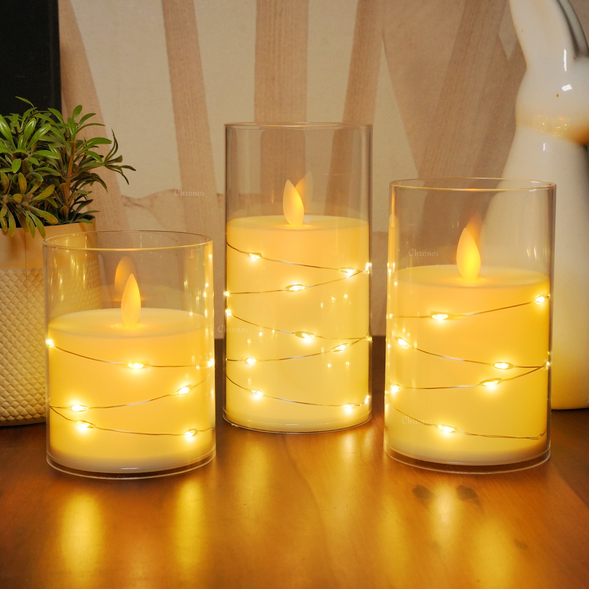 Durable acrylic LED candle, perfect for home decor during Diwali, Christmas, and more.