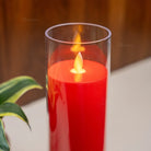 Red LED pillar candle for dining table centerpieces and decorative arrangements