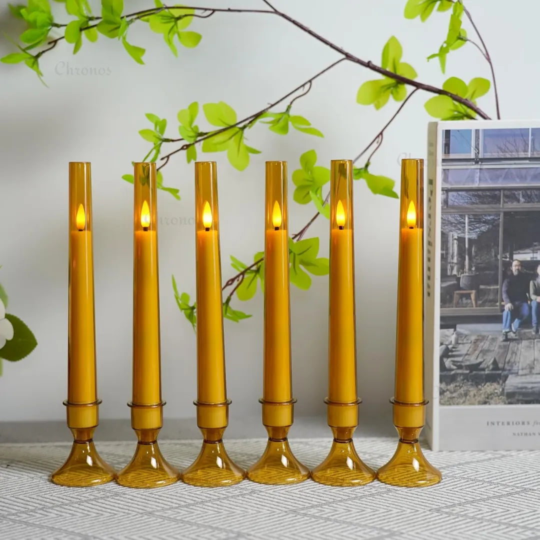 LED flameless candles creating warm restaurant ambience