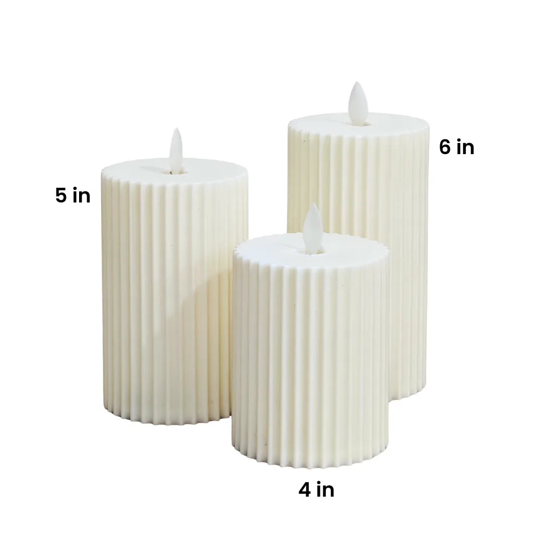 Smokeless pleated LED candle with realistic glow