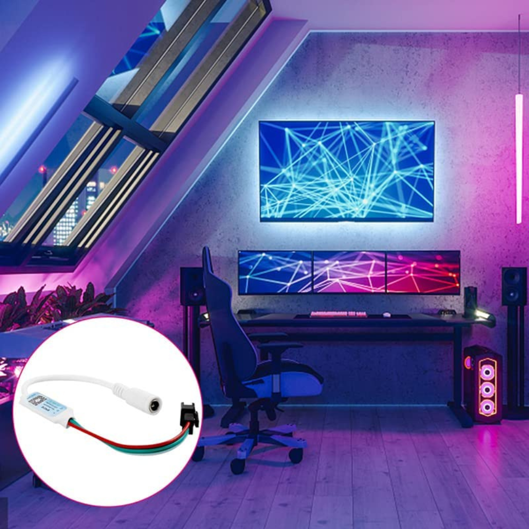 User-friendly RGB pixel controller with timer function, DIY colors, and Bluetooth control