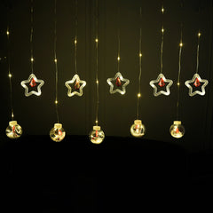Christmas Star + Ball Curtain Lights | Warm White