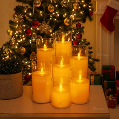 Acrylic Glass LED Moving Flame Pillar Candle