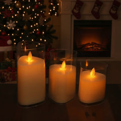 Acrylic Glass LED Moving Flame Pillar Candle - Triangular Shape