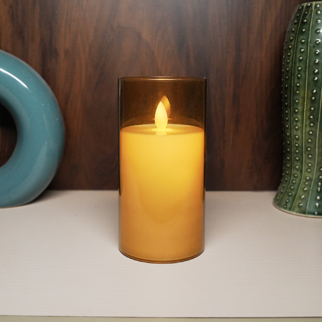 Safe and stylish LED moving flame pillar candle for decoration.